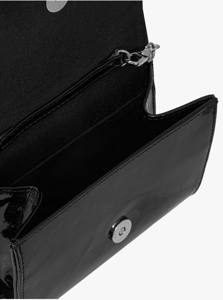 Black patent handbag