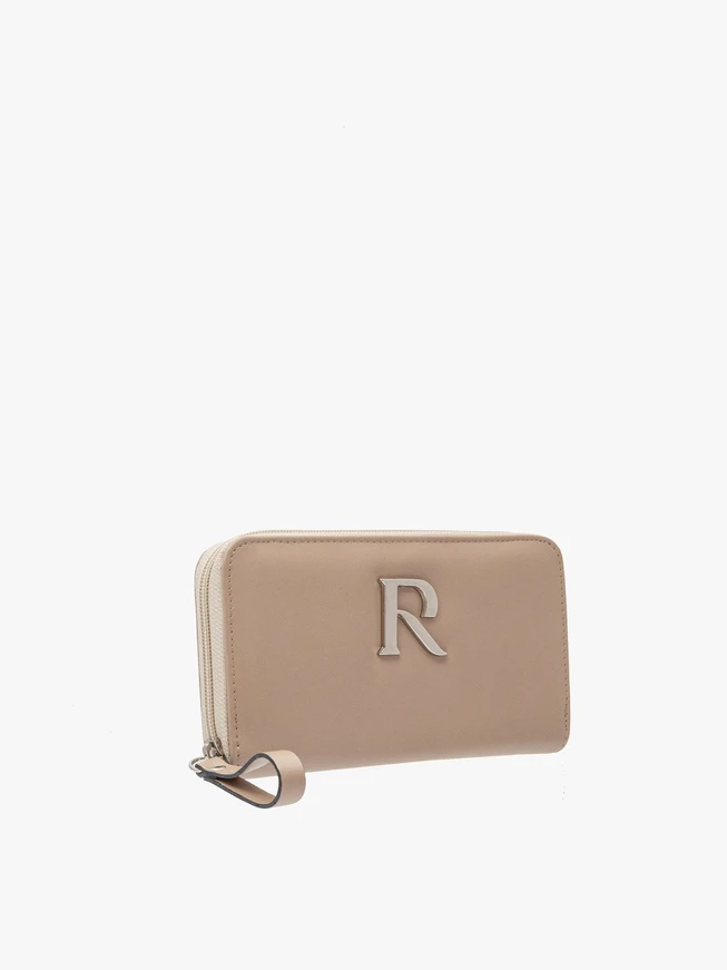 Beige women’s wallet with silver details