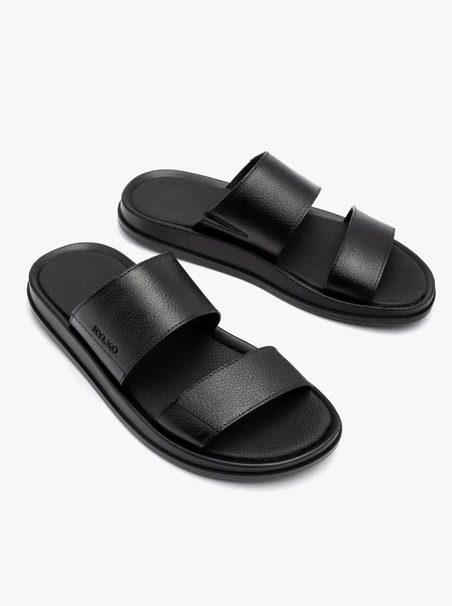 Schwarze Herren-Flip-Flops mit geprägtem Logo