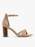 Light beige sandals with wooden heel