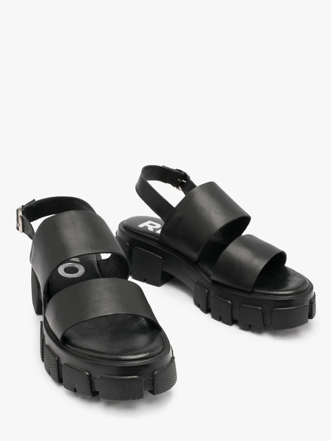 Schwarze Sandalen mit festem Boden