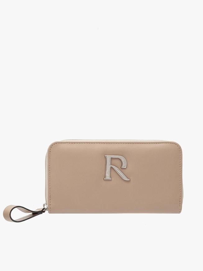 Beige women’s wallet with silver details