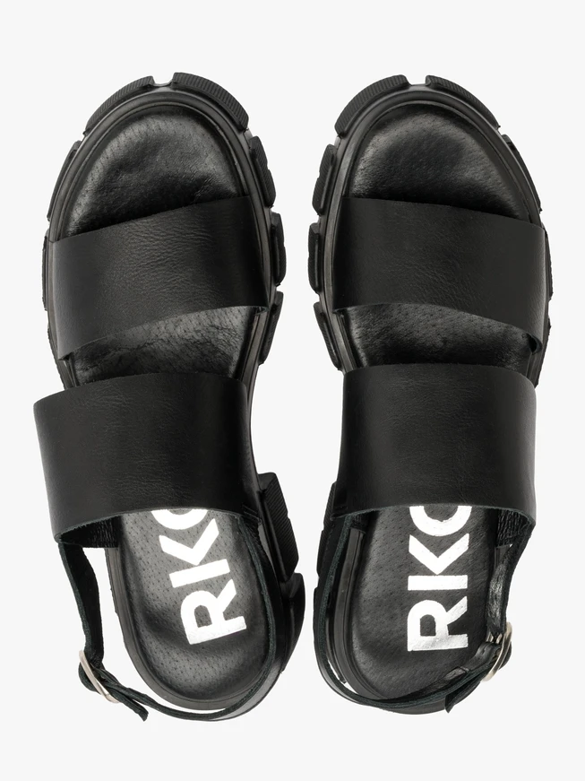 Schwarze Sandalen mit festem Boden