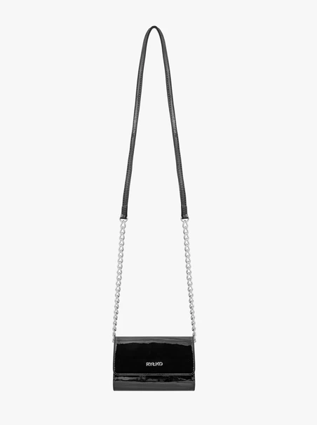 Black patent handbag