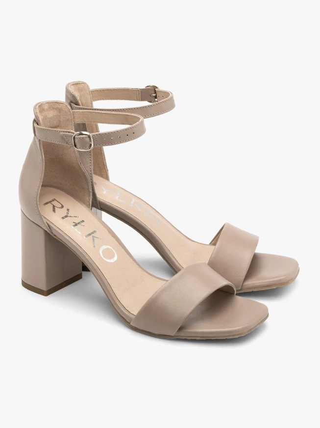 Beigefarbene Stiletto-Sandalen