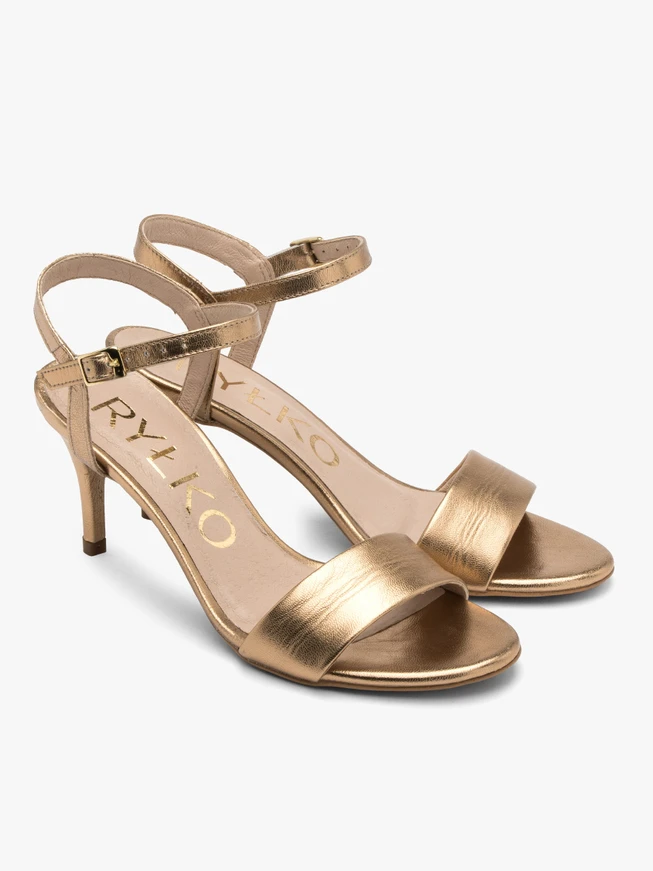 Goldfarbene Stiletto-Sandalen