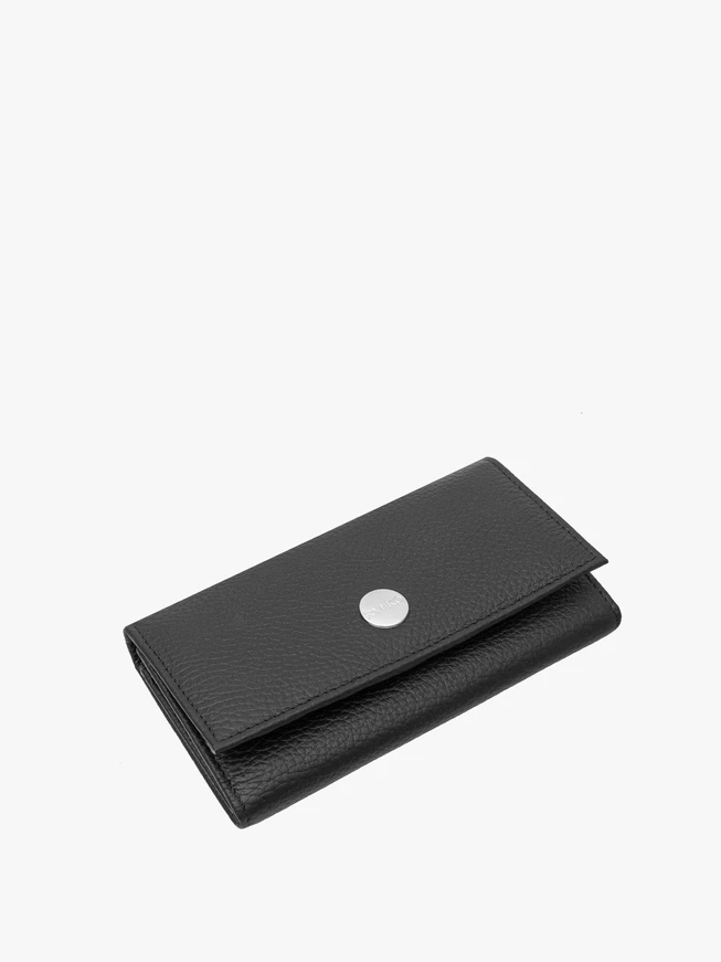 Schwarzes Portemonnaie für Frauen mit silbernen Details