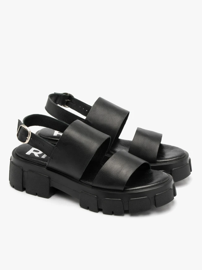 Schwarze Sandalen mit festem Boden