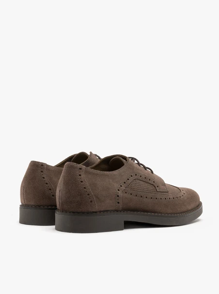 Grau-braune Herren-Brogues