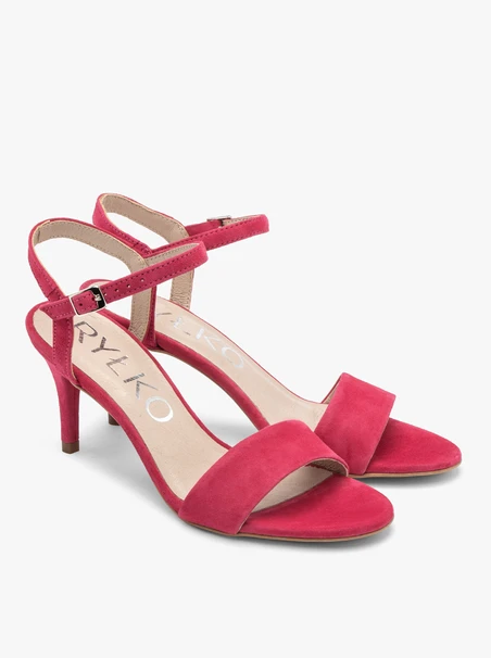 Fuchsiafarbene Stiletto-Sandalen