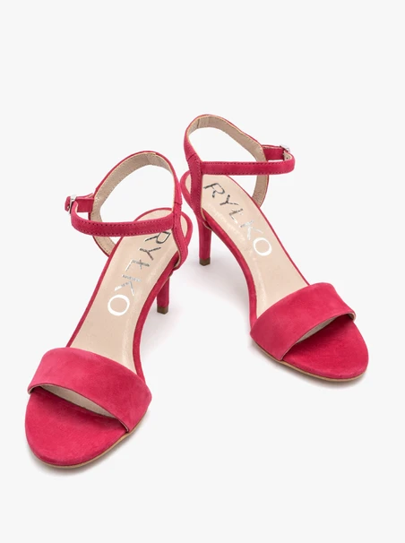 Fuchsiafarbene Stiletto-Sandalen