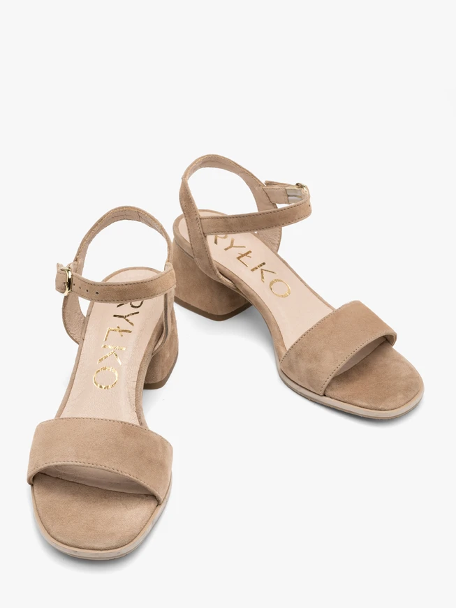Beige low-heel sandals