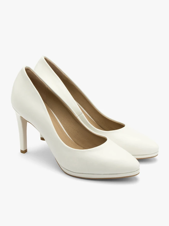 Cremefarbene Stiletto-Pumps