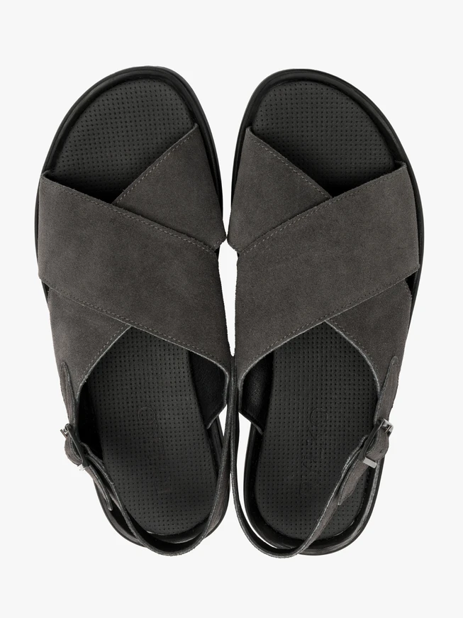 Graue Sandalen mit Schnallenverschluss