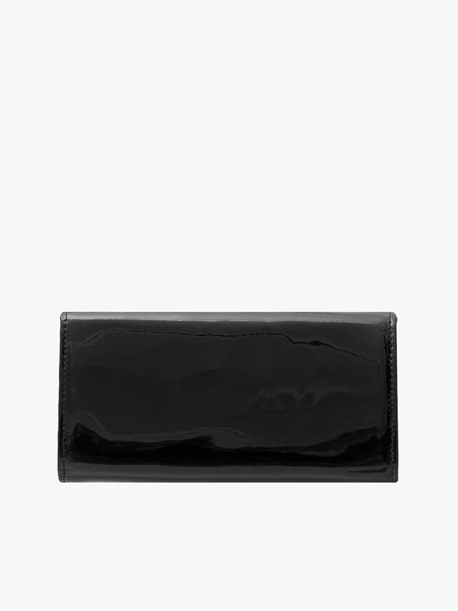 Schwarz lackierte Damenbrieftasche