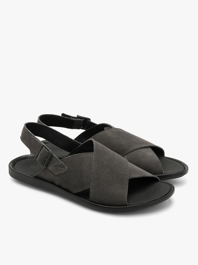 Graue Sandalen mit Schnallenverschluss