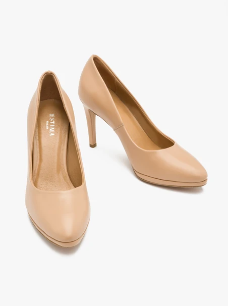 Beigefarbene Stiletto-Pumps