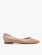 Beigefarbene Ballerinas mit verschönertem Schaft