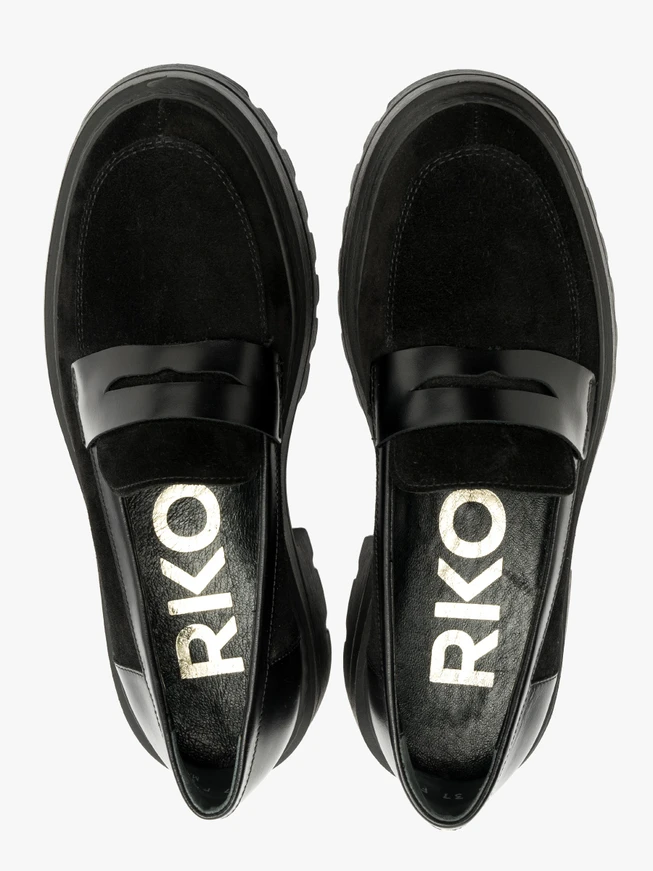 Black mixed-leather loafers