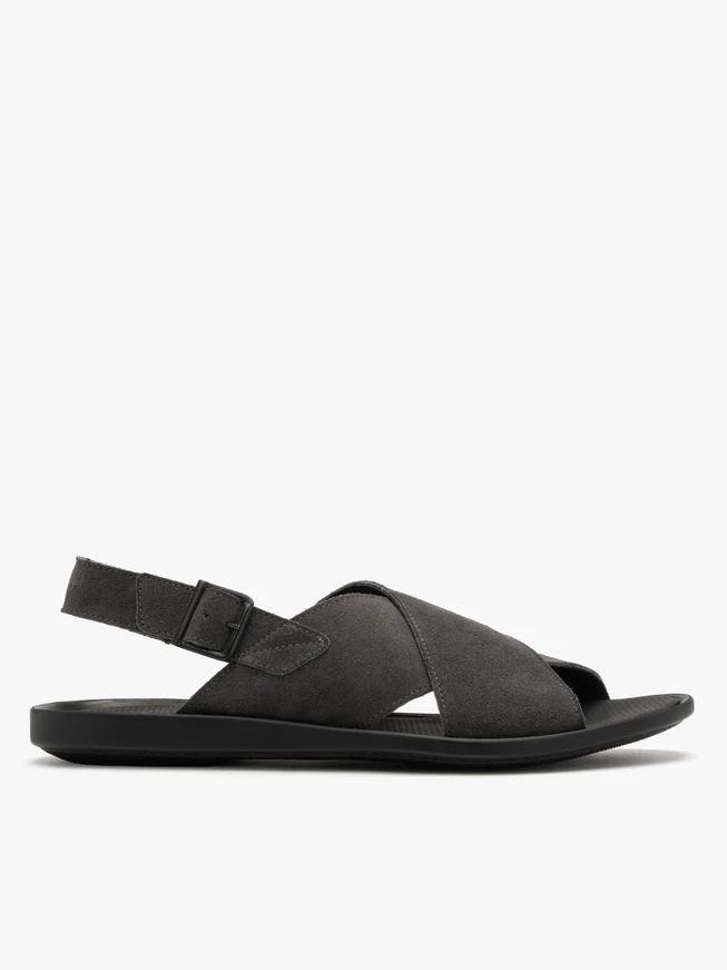 Graue Sandalen mit Schnallenverschluss