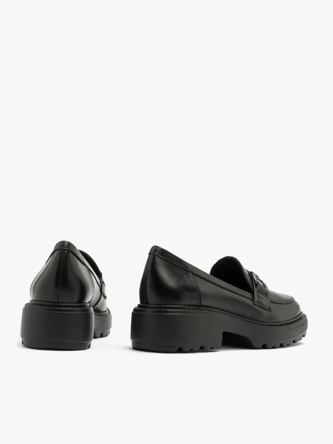 Black loafers with lightweight sole