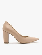 Beige block-heel pumps
