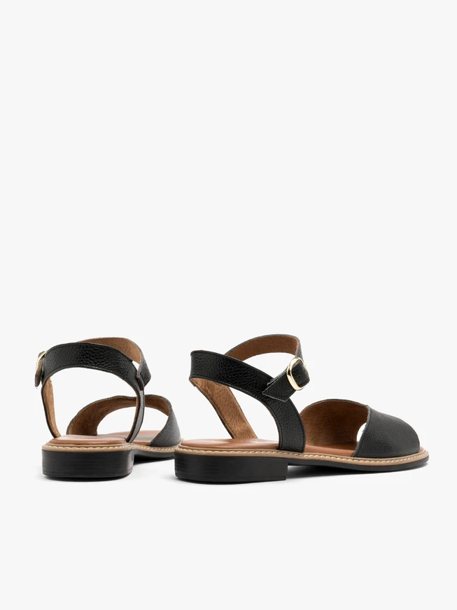 Schwarze Sandalen mit verziertem Schaft