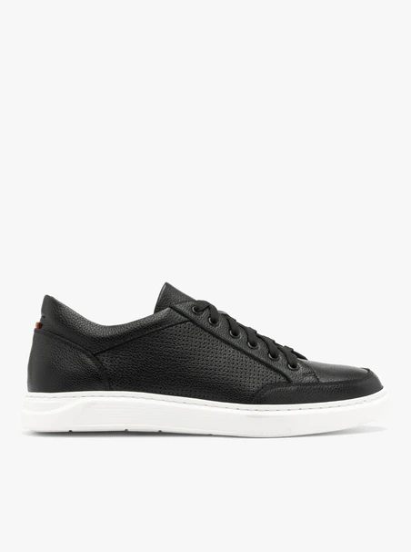 Schwarze Herren Sporthalbschuhe mit dekorativer Perforation