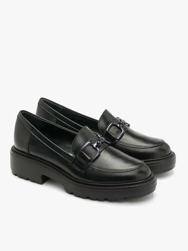 Black loafers with lightweight sole