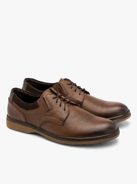 Brauner Herrenhalbschuh mit Gummieinsatz im Schaft