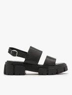 Schwarze Sandalen mit festem Boden