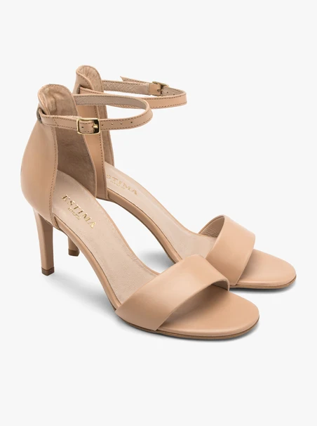 Beigefarbene Stiletto-Sandalen