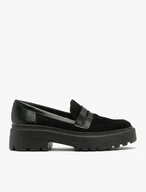 Black mixed-leather loafers