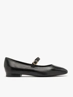 Schwarze Ballerinas mit dekorativem Verschluss