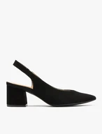 Schwarze Velours-Pumps mit offenem Absatz