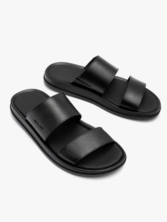 Schwarze Herren-Flip-Flops mit geprägtem Logo