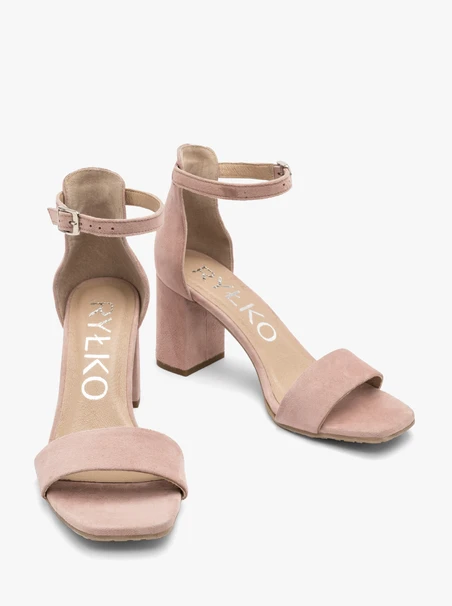 Powder-pink heeled sandals