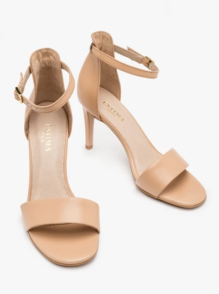 Beigefarbene Stiletto-Sandalen