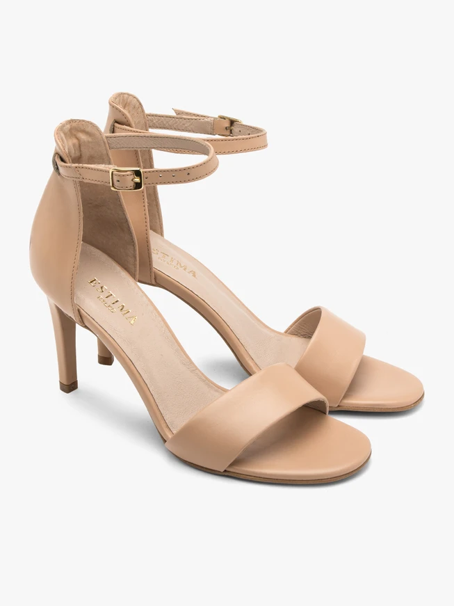 Beigefarbene Stiletto-Sandalen