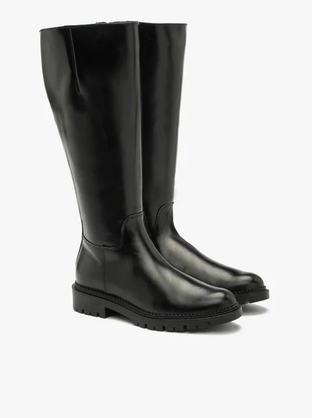 Schwarze Damenstiefel mit breitem Schaft