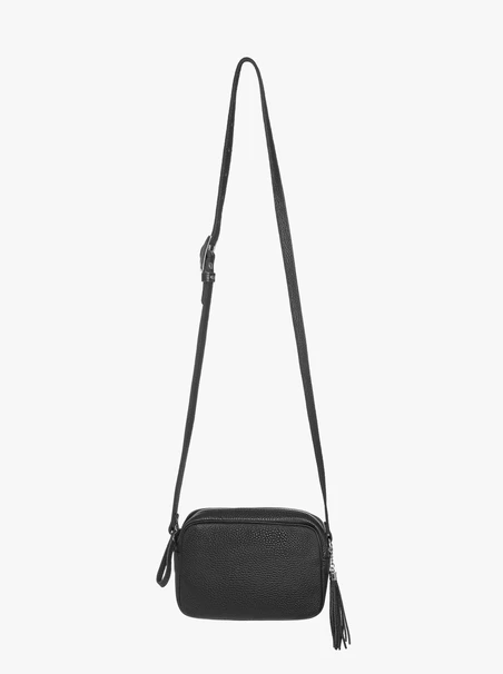 Kleine schwarze Handtasche mit Quaste