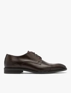 Dunkelbraune Halbschuhe mit dekorativer Zehenkappe