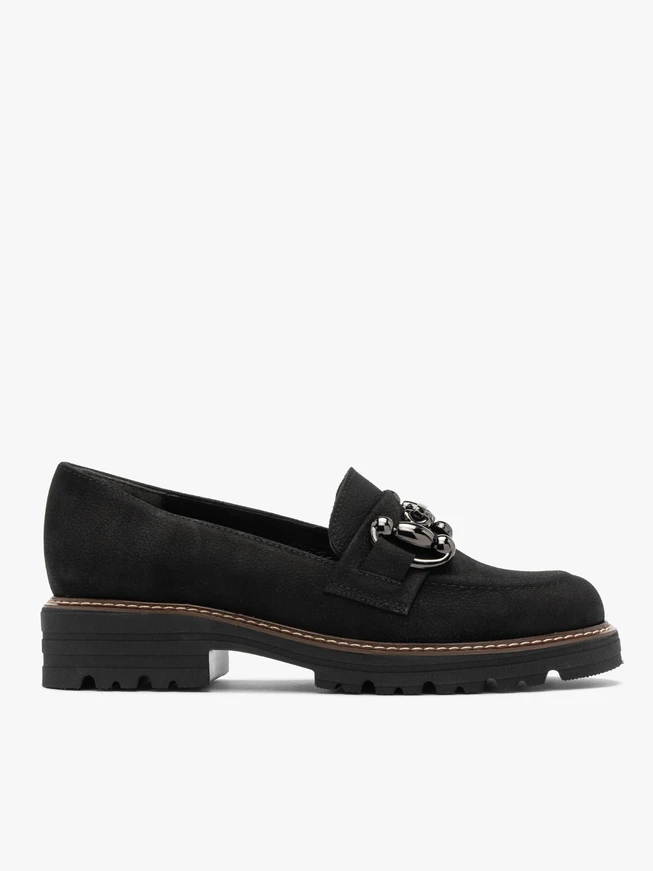 Black nubuck loafers with ornament