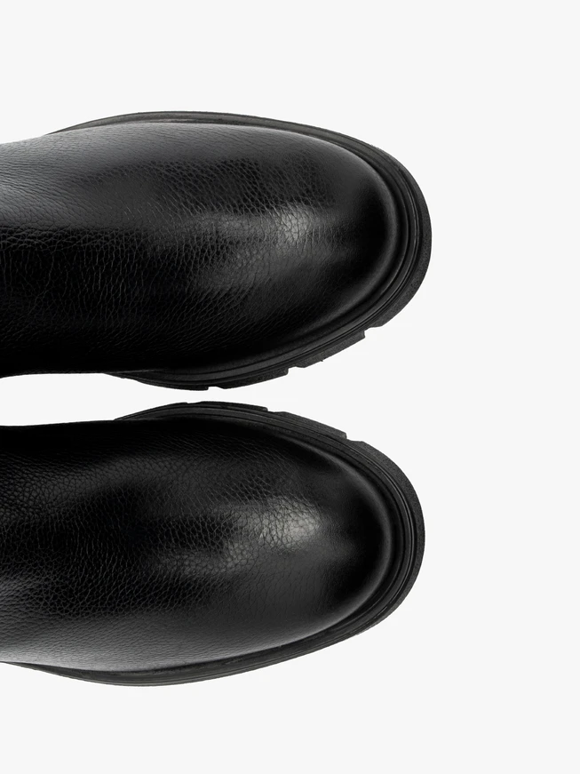 Schwarze Gummistiefel mit schmalem Schaft