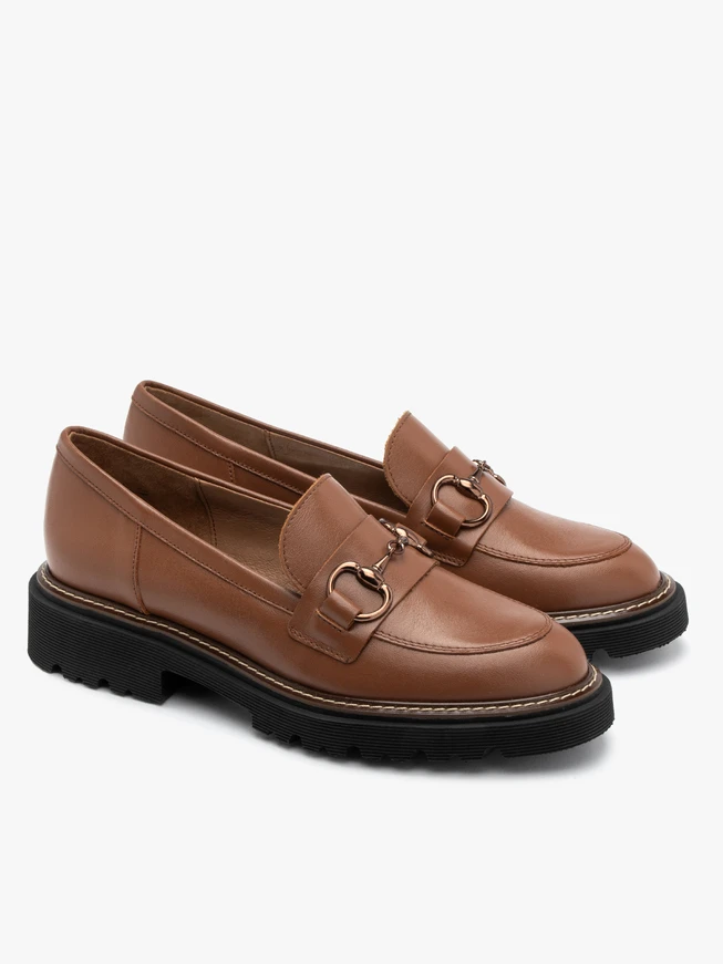 Women’s brown loafers with ornament
