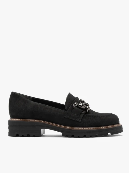 Black nubuck loafers with ornament