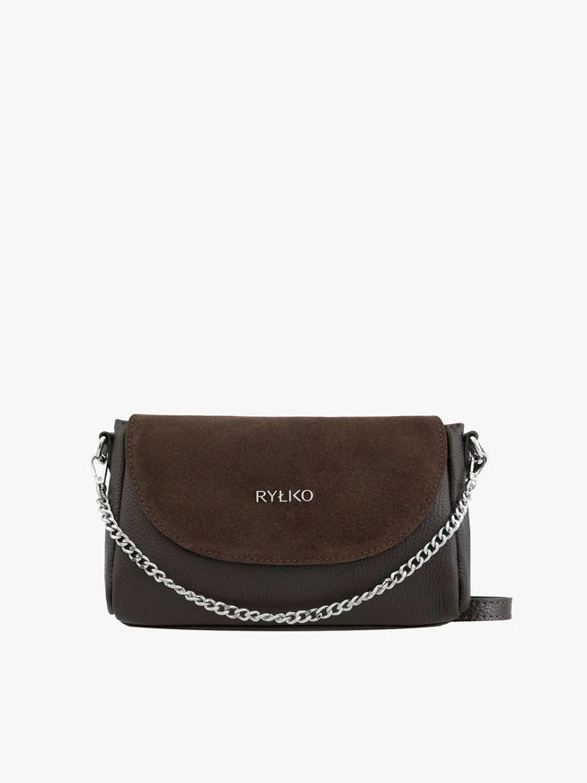 Handtasche aus braunem Bonded Leather mit Kette