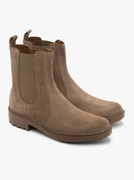 Beigefarbene Damen-Slingbacks aus Veloursleder auf leichtem Grund