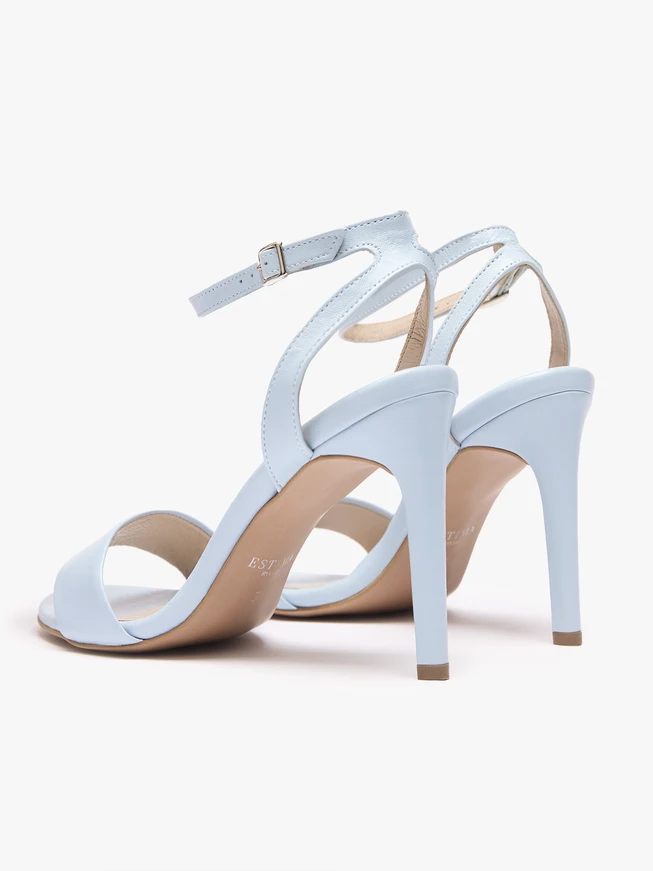 Blaue hohe Stiletto-Sandalen