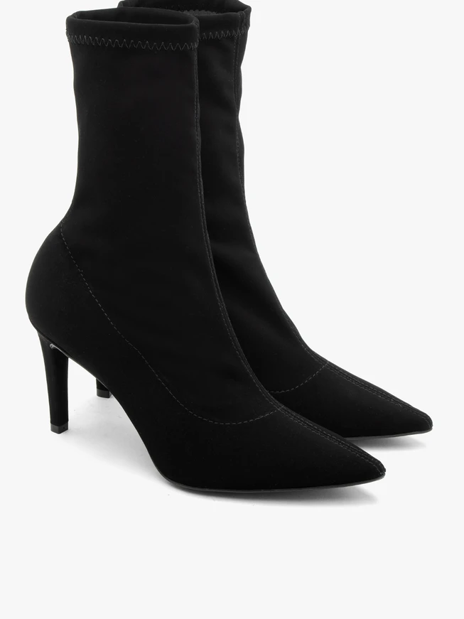 Black stretch ankle boots with stiletto heel